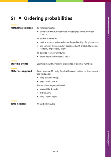 Gcse Maths Ordering Probabilities Lesson Plan Teaching Resources