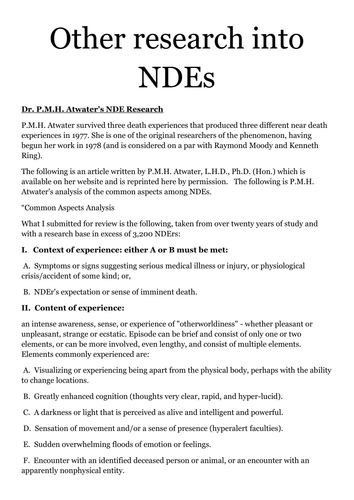 Near Death Experiences