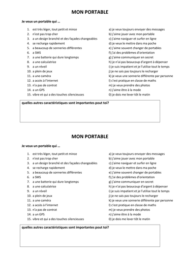 mon portable - mobile phones in French