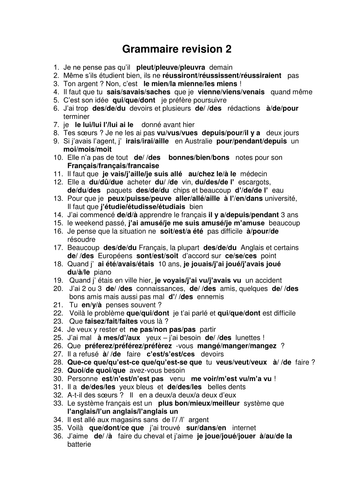 révision de grammaire AS/A2