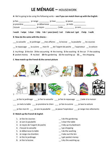 Le Menage Household Chores In French Teaching Resources