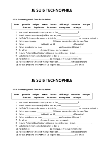 je suis technophile - technology in French