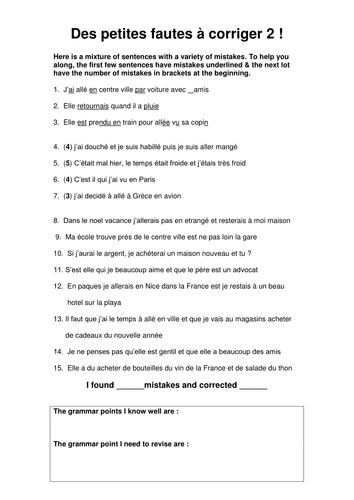 des fautes à corriger AS French