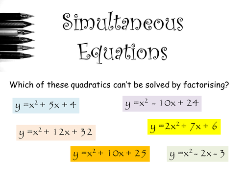 Quadratic simultaneous equations