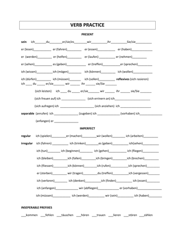 German verb practice
