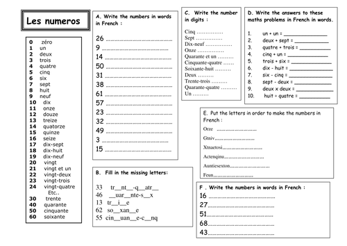 French Number Grid 0 100 Teaching Resources