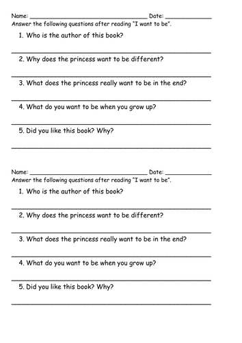 Comprehension activities for books at level 1a | Teaching Resources