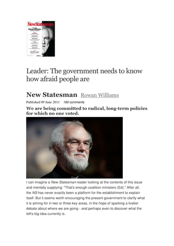 Rowan Williams  Johathan Sacks The New Statesman