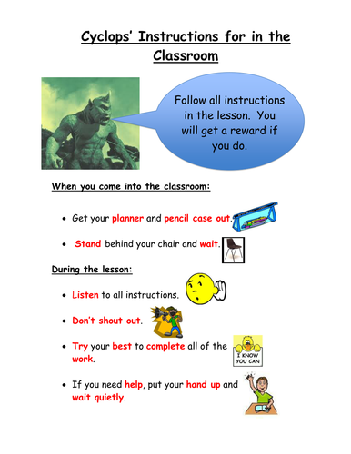 New and Improved Cyclops' Classroom Rules