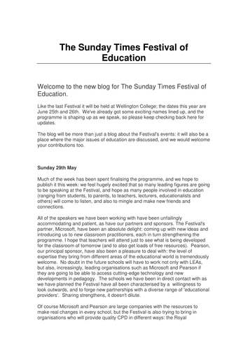 The Sunday Times Festival of Education