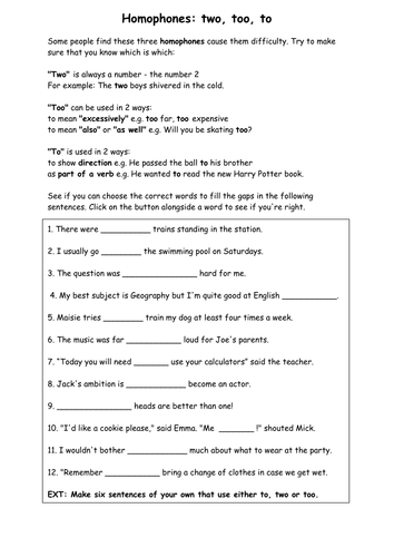 homophones worksheet handout resource teaching resources