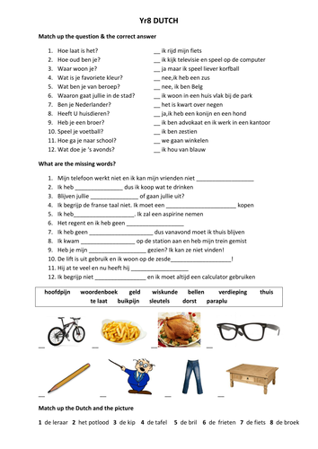 pdf grade worksheet vocabulary 1 Teaching  Dutch 1 worksheet Resources anyholland by