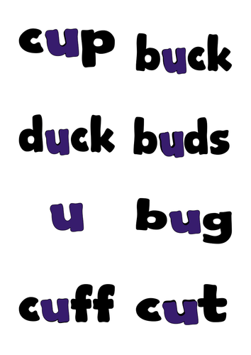 Word families - short u words