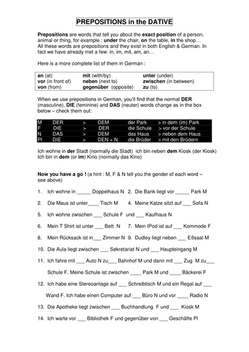 prepositions in the dative in German