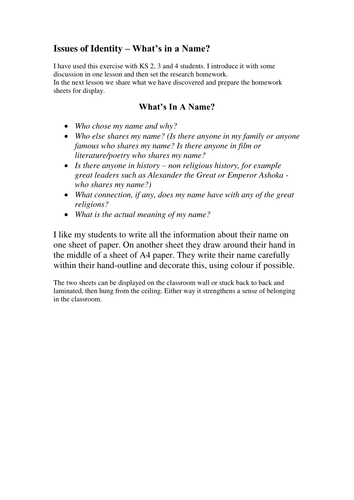 Issues of Identity - What's in a Name?