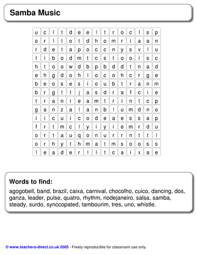 Dance to the music word search