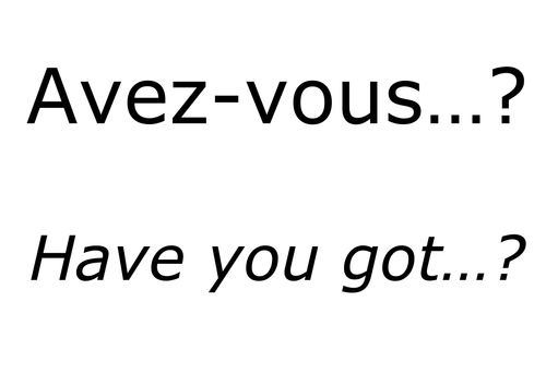 Posters/flashcards with phrases for food shopping