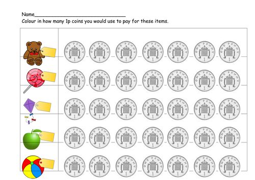 Money counting in 2p (Y1) and in 1p for LA Teaching