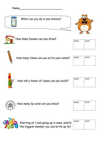 What Can You Do In 1 Minute Differentiated Y1 2 Teaching Resources