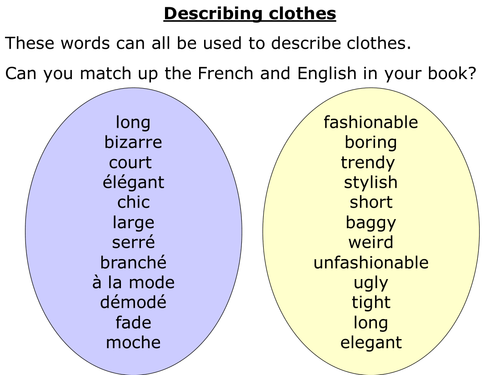 Describing Clothing worksheet