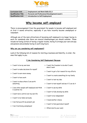 Introduction to Self Employment