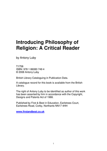 Introducing Philosophy Religion: Critical Reader