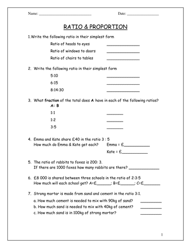 ks3 maths worksheets ratio proportion by beachman0274