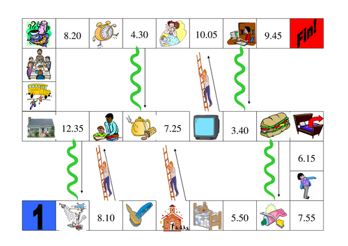 Daily routine & time snakes & ladders