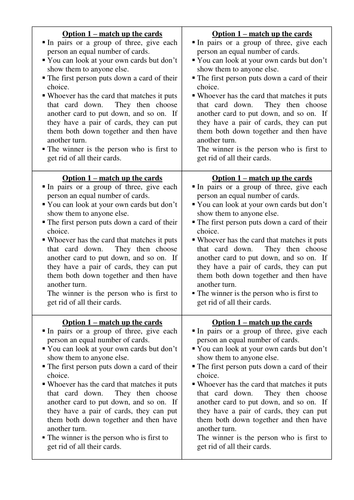 Daily routine card games & instructions