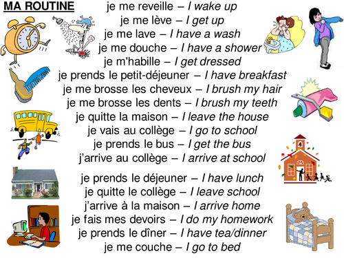 Daily routine vocab sheets