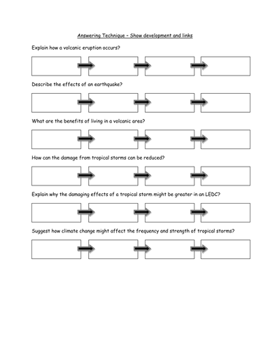 Hazards exam question - developing links