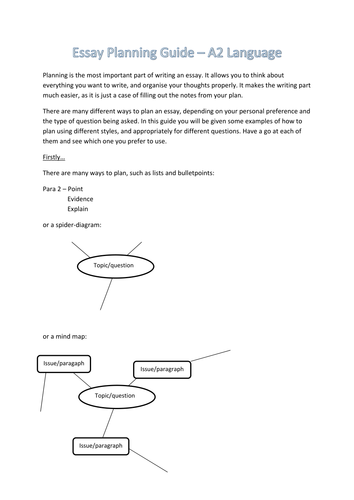 A2 Language Essay Planning Guide: Handout