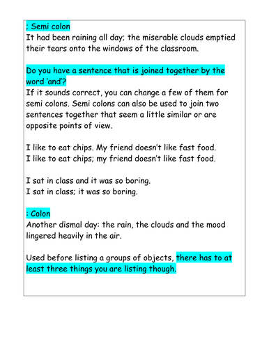 Get your pupils using higher level punctuation...