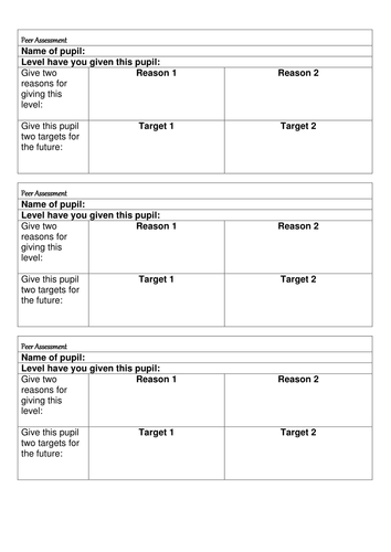 A generic peer assessment sheet that...