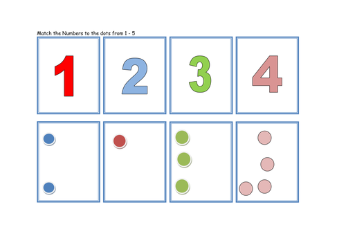 match the numbers and dots from 1 to 5 teaching resources