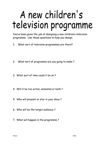 Designing your own TV programme