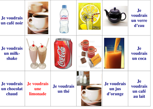 Drinks card game - French and Spanish
