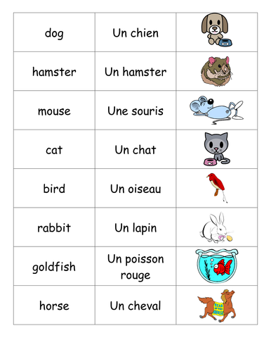 Animal matching game- French by sandiejones - Teaching ...