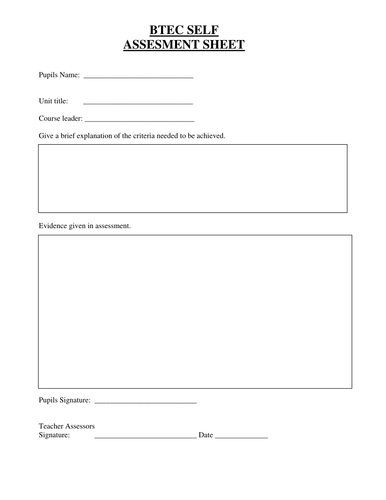 BTEC Self Assessment