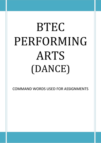 BTEC Dance Command Words to Display