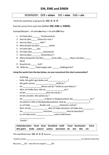 ein, eine and einen (accusative in German)