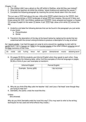 Room 13 chapter 11 activities differentiated