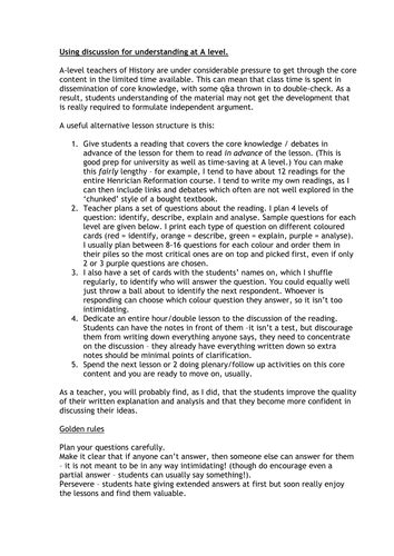 Effective A Level Discussions