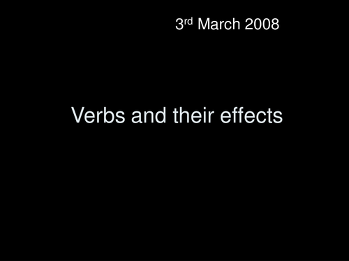 The Effect of Verbs: Analysis Powerpoint Lesson