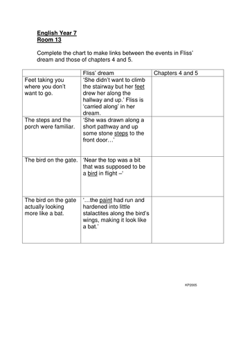 Room 13 Making links between chapters