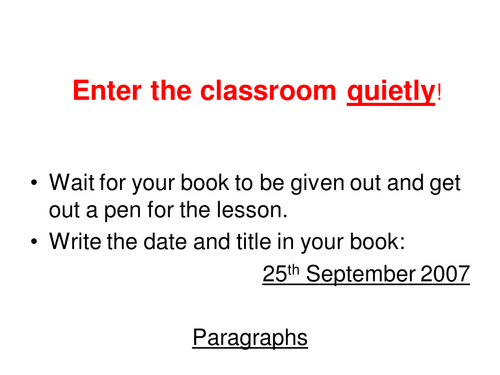 Whole lesson on how to begin paragraphs