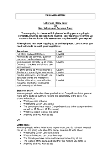 Holes Chapter 6 pupil assessment