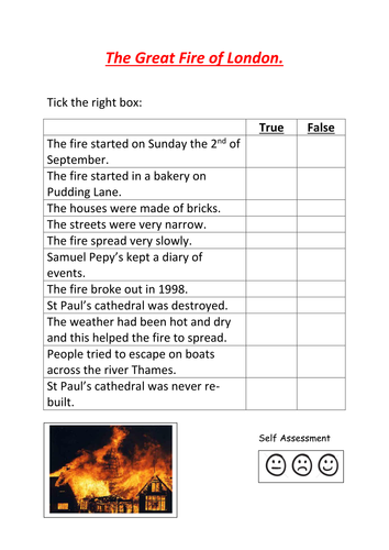 Great Fire of London - true or false? by kayld - Teaching Resources - Tes