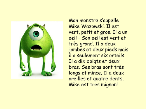 Mon Monstre Model Text Teaching Resources