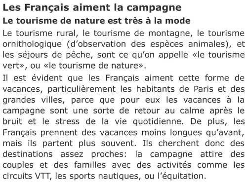 Article on Tourisme de Nature